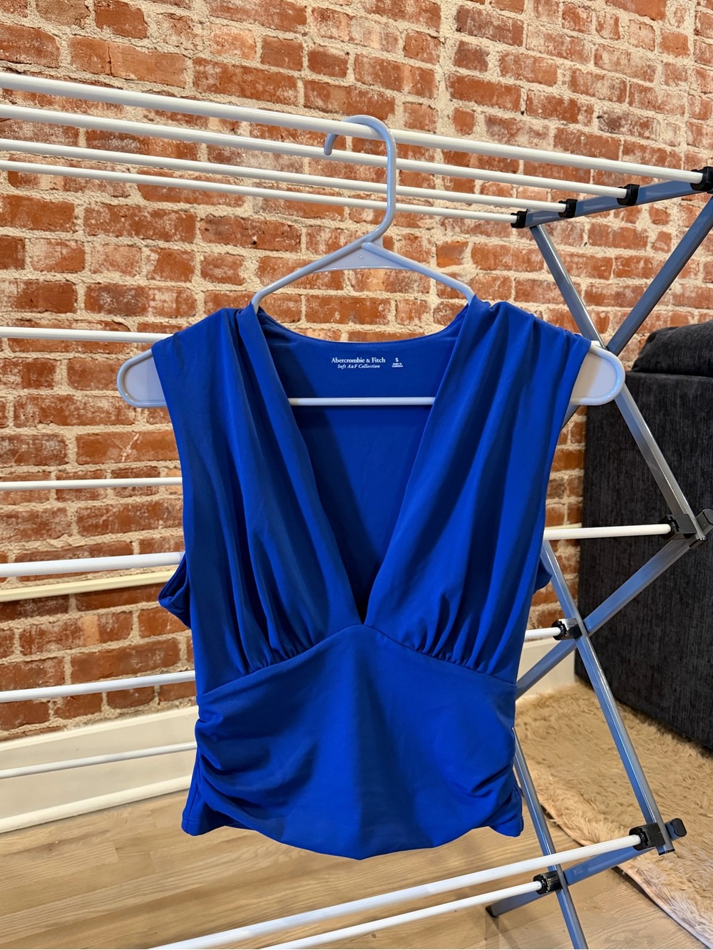 Abercrombie & Fitch Cobalt Blue Sleeveless V-Neck Draped Camisole